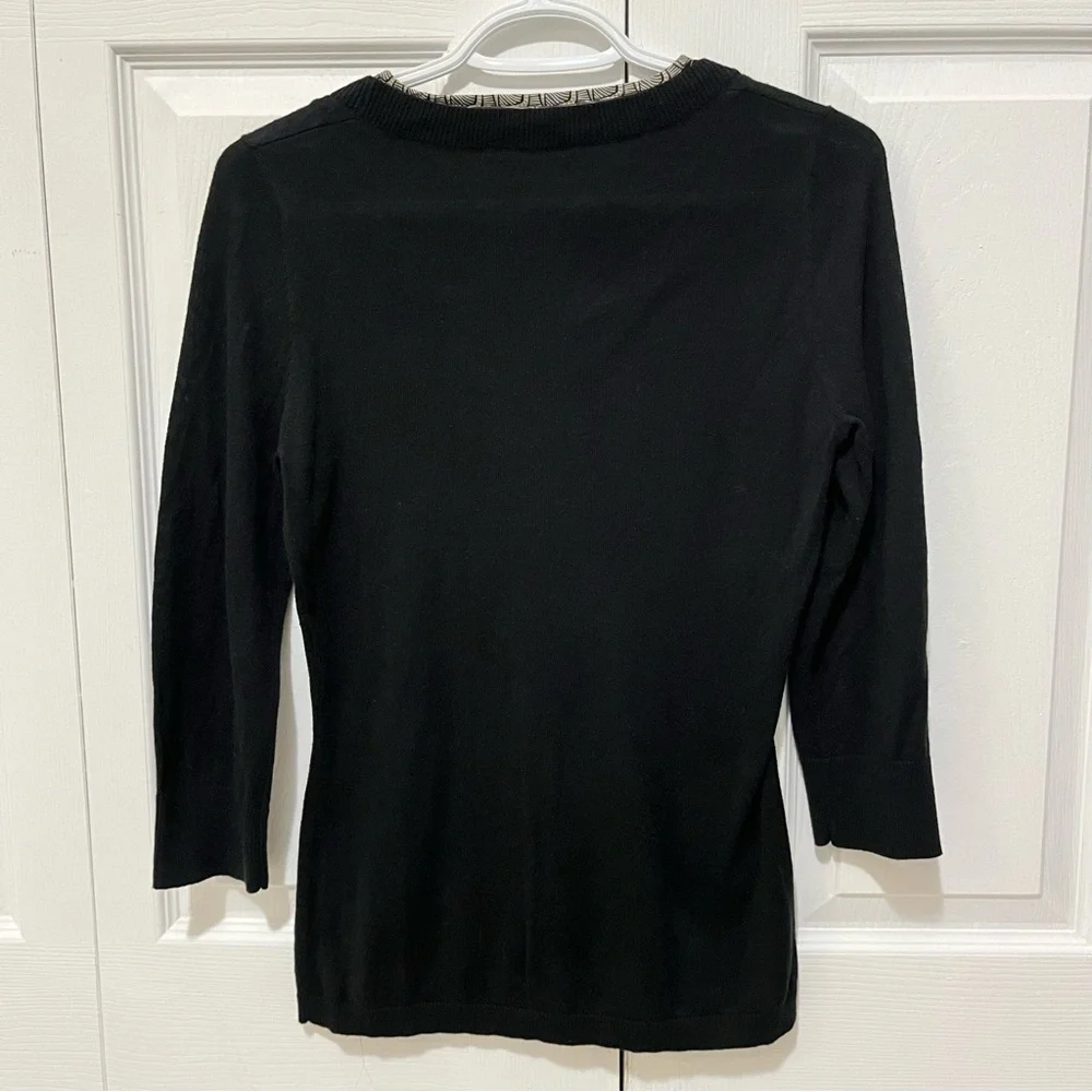 🛍️ $8 ADD-ON | Y2K Mexx Black & Beige Tan Decorative Button Collar Sweater - Picture 10 of 10